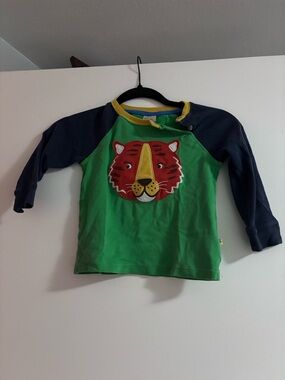 Kids Green & Navy Tiger Raglan Shirt